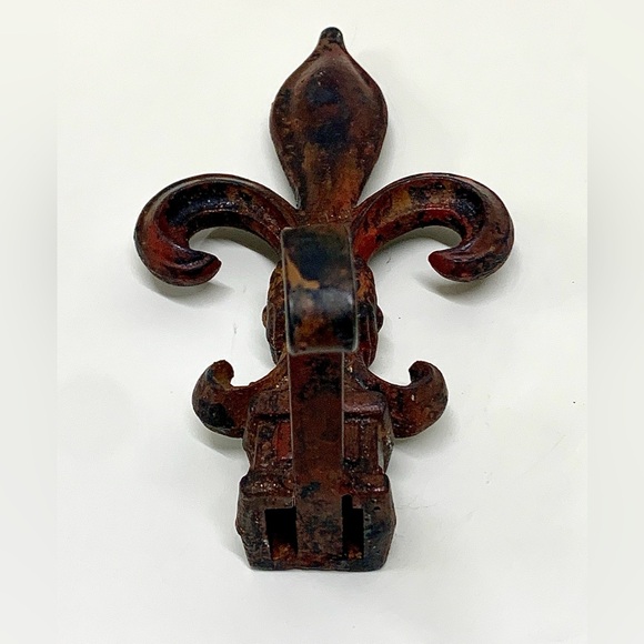 Vintage Victorian Era Cast Iron Antique Repurposed Fleur De Lis Finial Hook - Picture 6 of 14